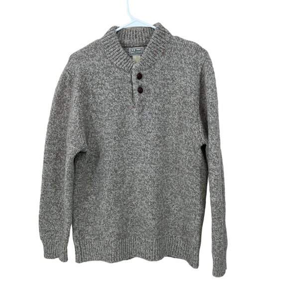 L.L. Bean Other - LL Bean Men's Size M Classic Ragg Wool Henley Sweater 100% Lambswool 285174 Gray
